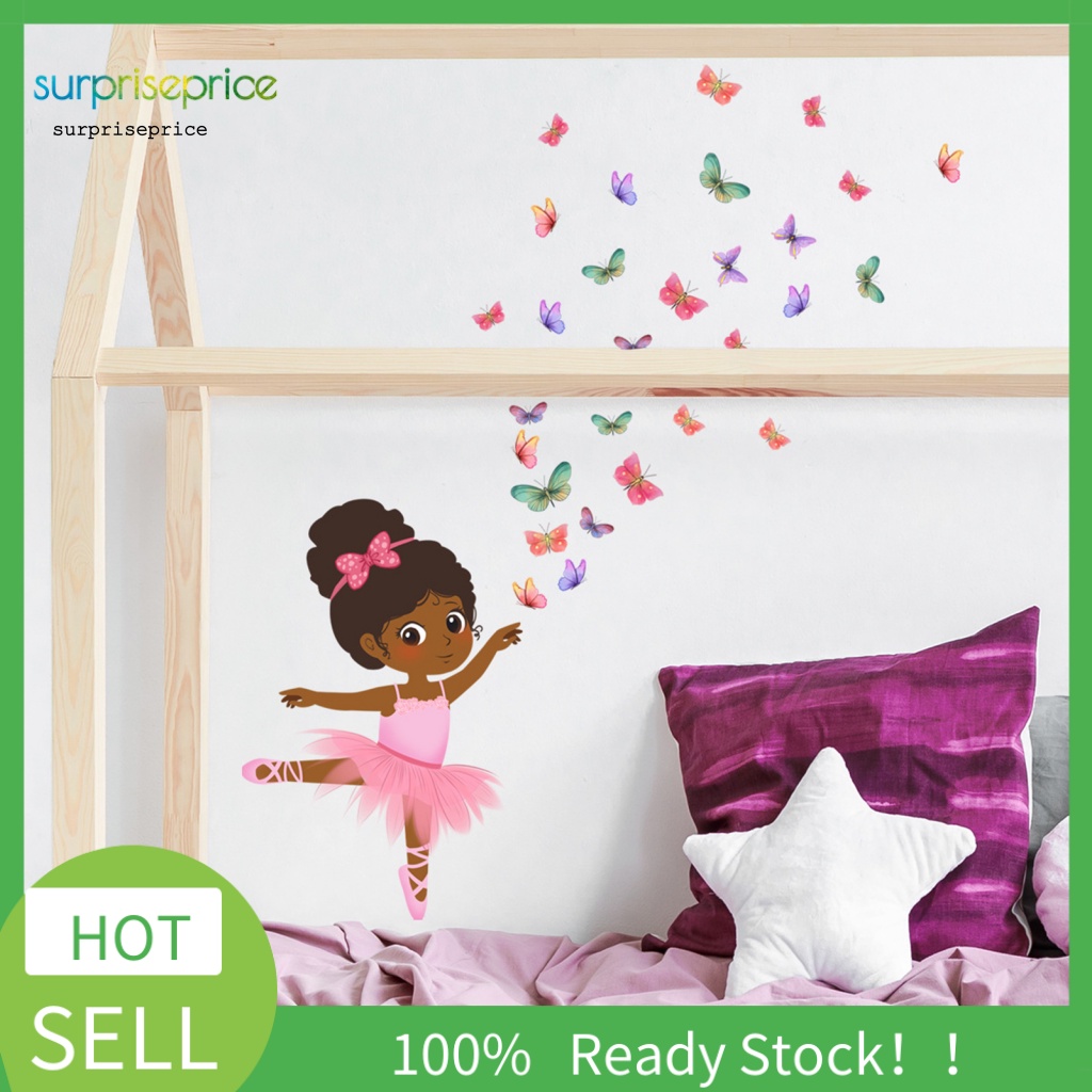 Sticker PVC Dán Tường Chống Thấm Nước Hình Cô Gái Múa Ba Lê Nhiều Màu Sắc