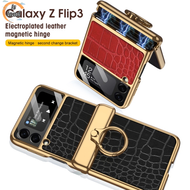 [IS] Ốp Điện Thoại Họa Tiết Da Cá Sấu Tích Hợp Nam Châm Phong Cách Retro Cho Điện Thoại