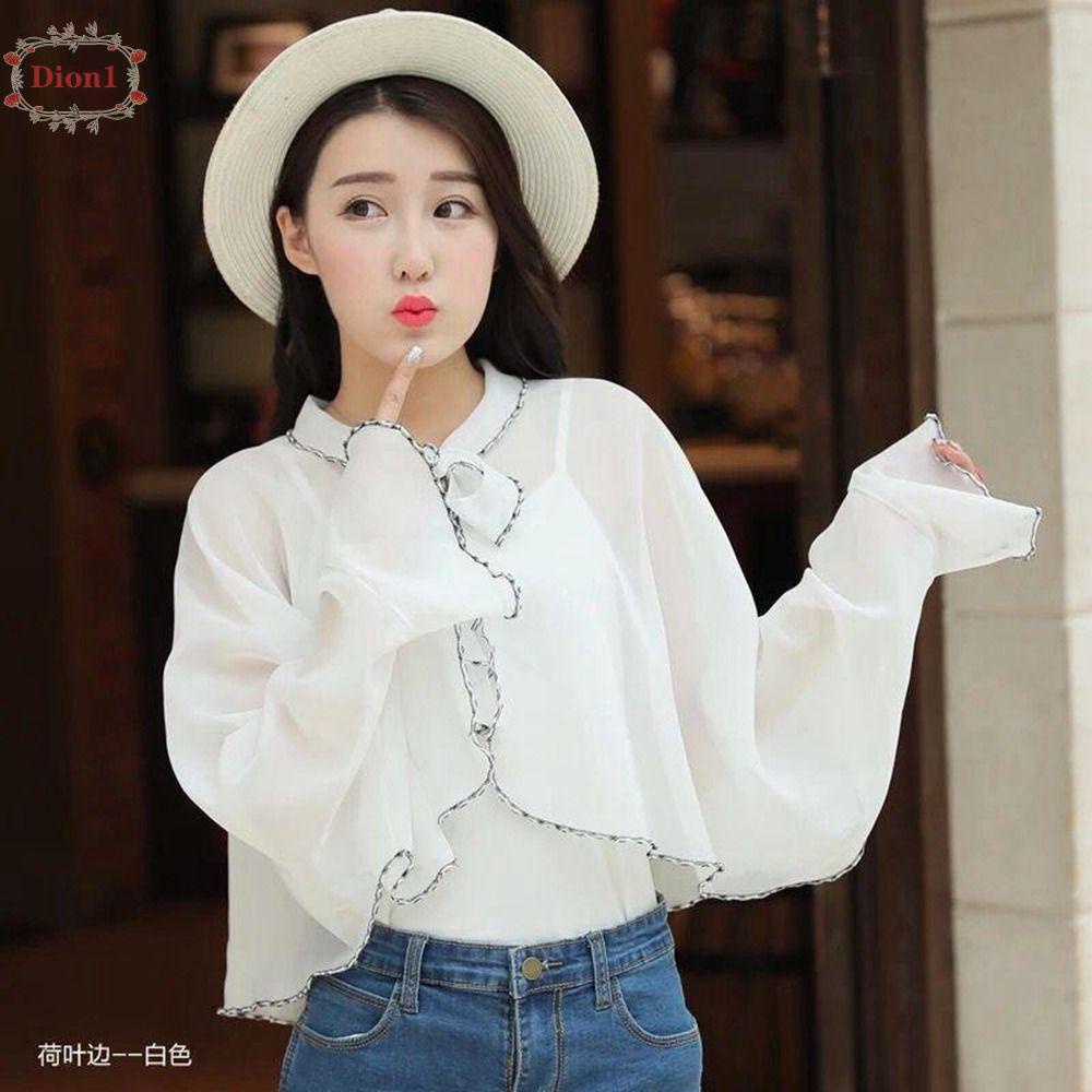 Áo Choàng Poncho Mỏng Nhẹ Tay Dài Chống Nắng Kiểu Hàn Quốc Thời Trang Đi Biển Mùa Hè Din1