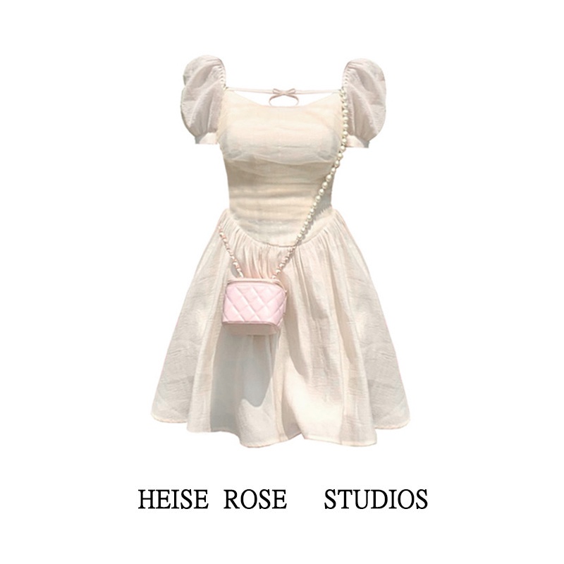 COZOK Đầm Tay Ngắn Chiết Eo Thời Trang Thanh Lịch Cho Nữ