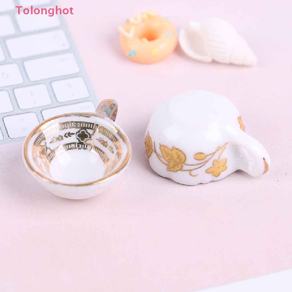 1 Bộ Ấm Tách Uống Trà Bằng Gốm Tỉ Lệ 1 / 12 Trang Trí Nhà Búp Bê