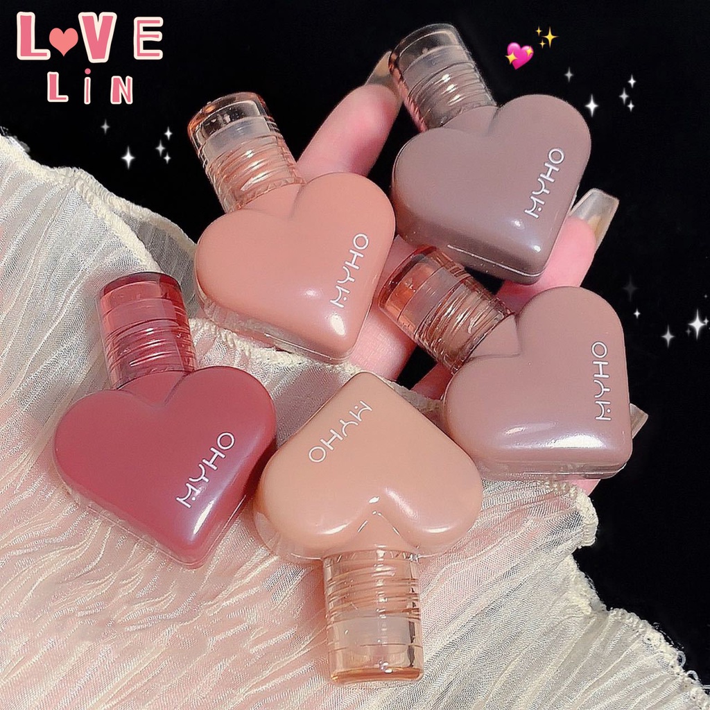 [lovelin] Son Kem MYHO Love mousse Tông Lì Mềm Mịn Như Nhung Có Đệm Khí Trái Tim