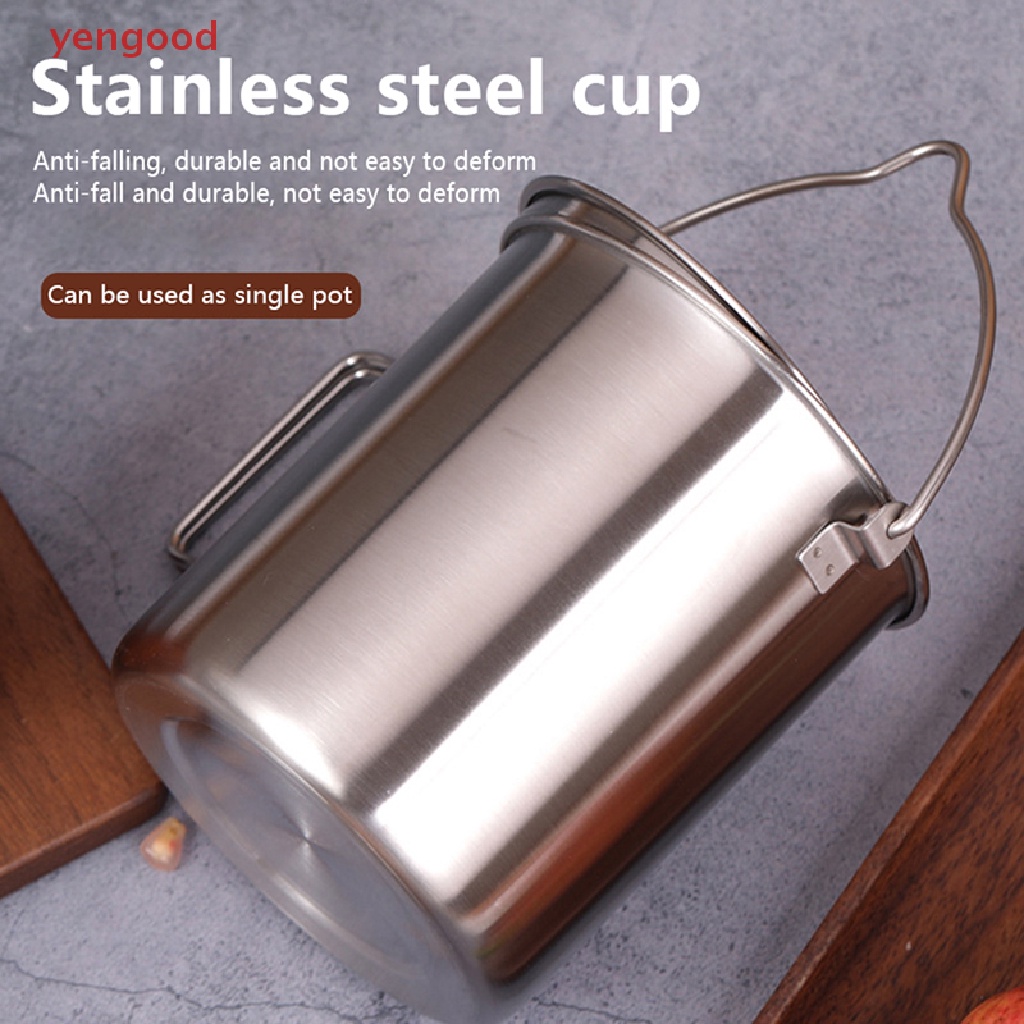 Cốc Cà Phê Bằng Thép Không Gỉ Có Tay Cầm Có Thể Gấp Gọn Tiện Dụng Mang Theo Du Lịch