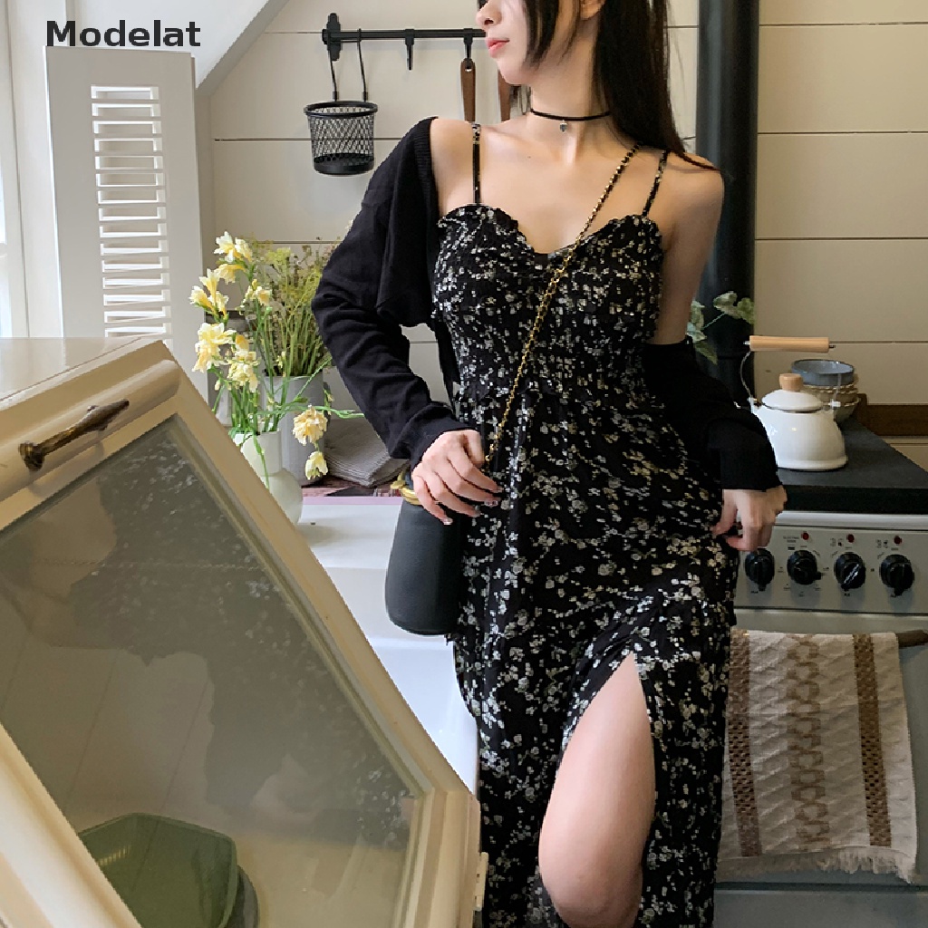 Đầm Hai Dây Cổ Chữ V Hở Lưng In Họa Tiết Hoa Thời Trang Mùa Hè Cho Nữ