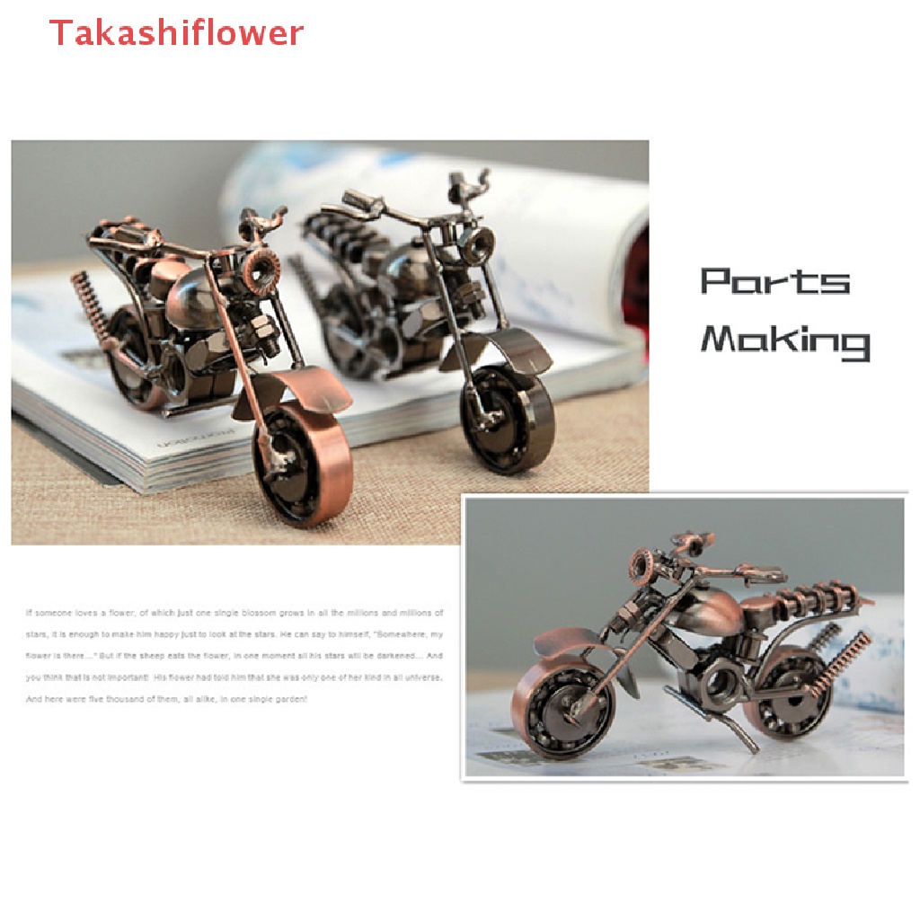 Mô Hình Xe Mô Tô Takashiflower Bằng Sắt Làm Thủ Công Phong Cách Retro Trang Trí Nội Thất