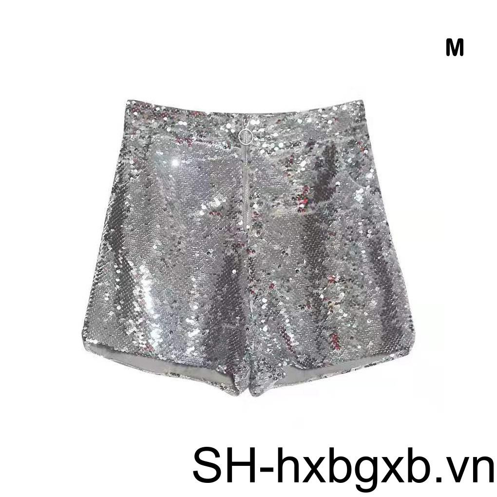 Quần Ngắn Lưng Cao Bằng Polyester Màu Sắc Trơn Có Khóa Kéo Thời Trang Cho Nữ