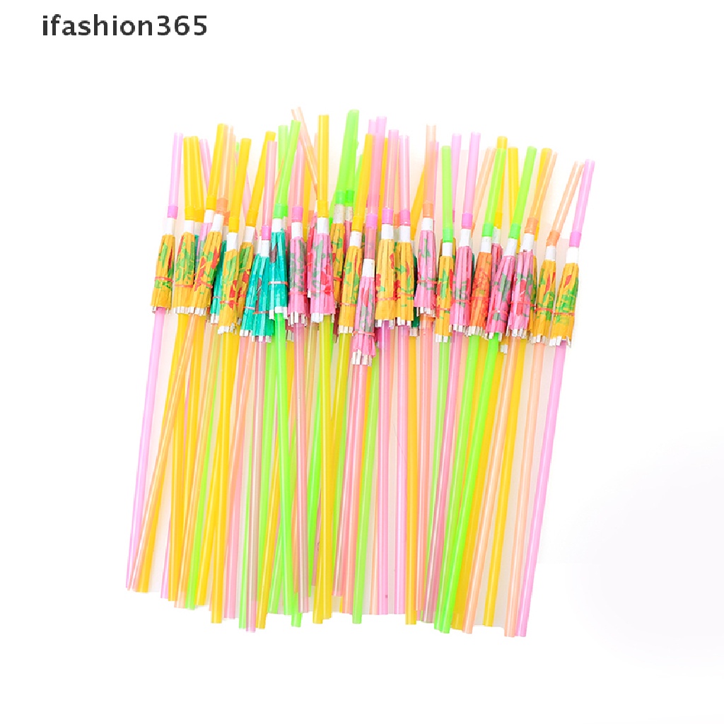 Set 50 Ống Hút Nhựa Hình Trái Cây Gắn Dù Cho Các Bữa Tiệc Bãi Biển Tiện Dụng ifashion365