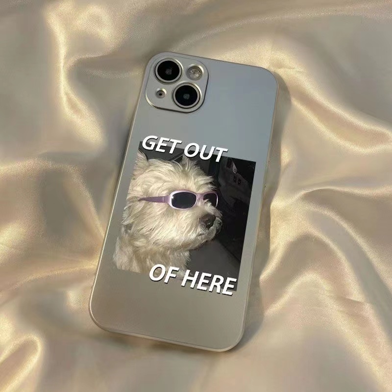 Ốp Điện Thoại Kính Viền TPU Dẻo Họa Tiết Chú Chó Đeo Kính Độc Đáo Cho IPhone 11 14 13 12 Pro XS Max XR X 8 + 7 6S Plus