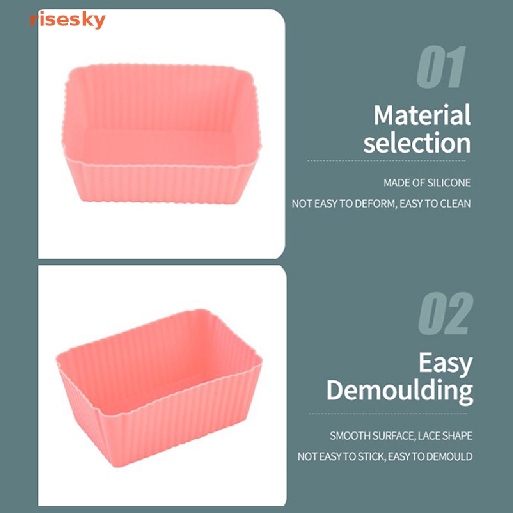 Set 5 Khuôn Silicone Làm Bánh Muffin Hình Chữ Nhật DIY