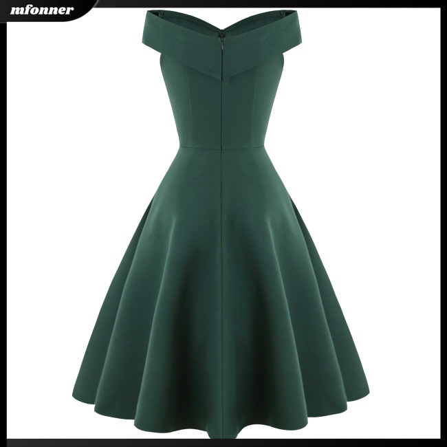 Đầm Dự Tiệc Dáng Xòe Không Tay Eo Cao Màu Trơn Thanh Lịch Thời Trang Cho Nữ