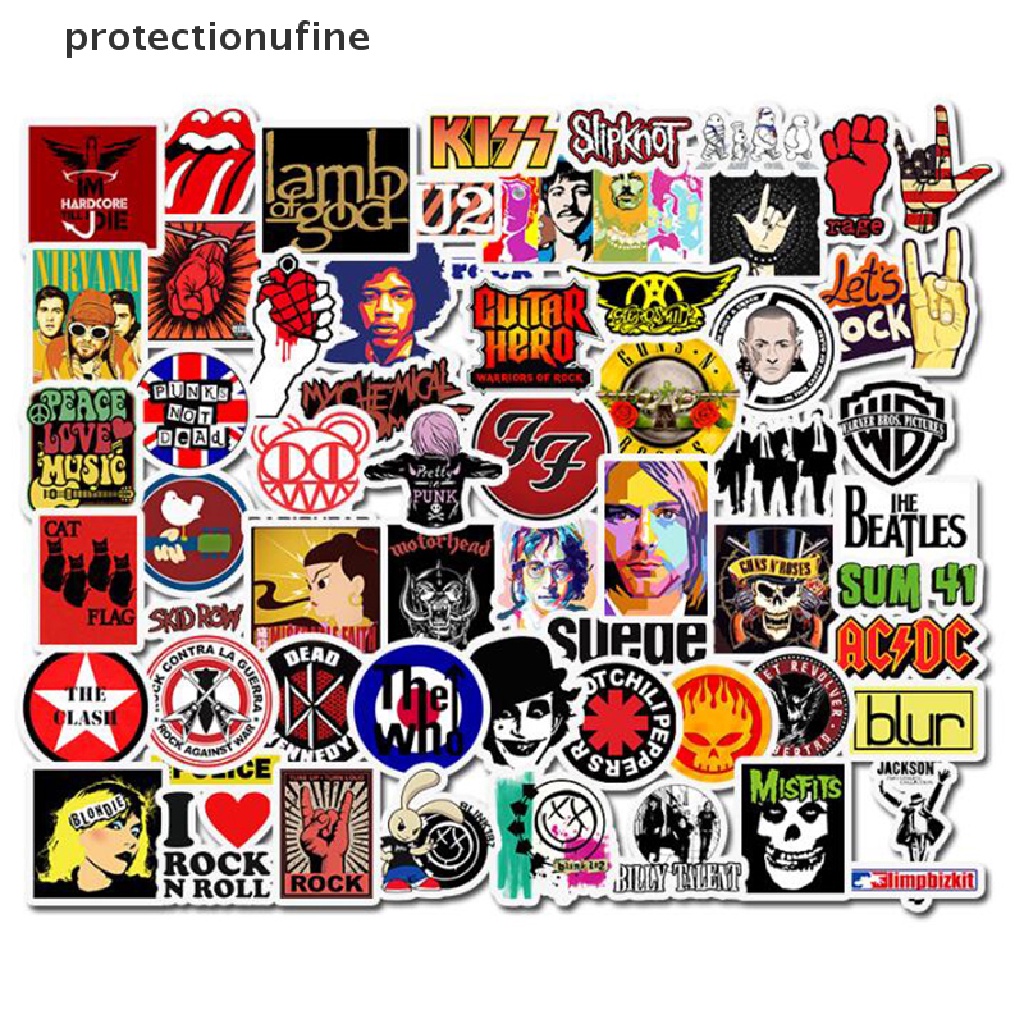Set 52 Miếng Dán Trang Trí Điện Thoại / Laptop / Xe Hơi Phong Cách Rock and Roll Punk PR3VN