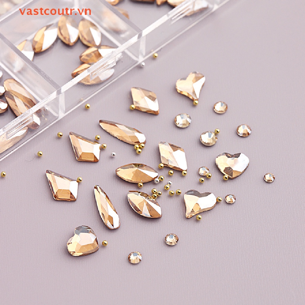 Coutr Hộp 12 Kích Cỡ AB / Đính Kim Cương Pha Lê Nhiều Màu Sắc