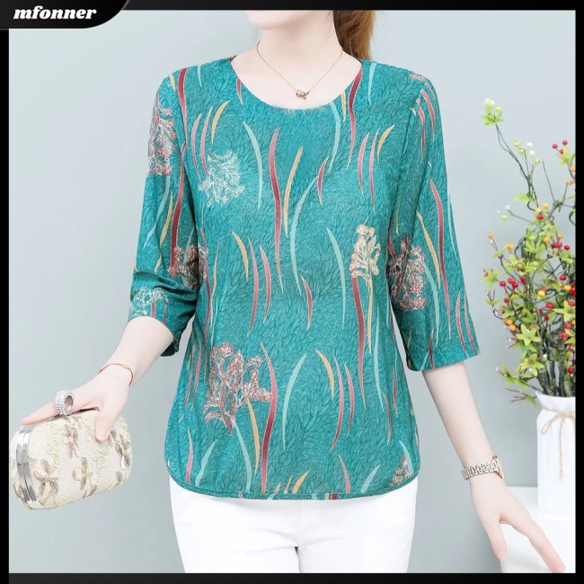 Áo Thun Tay Ngắn Cổ Tròn In Họa Tiết Hoa Phong Cách Cổ Điển Thời Trang Cho Nữ