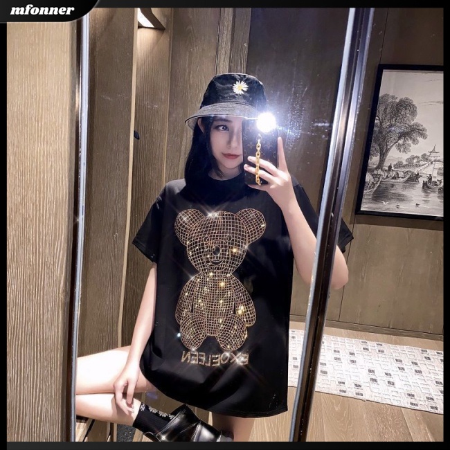 Áo Thun Nữ Tay Ngắn Đính Đá Phong Cách Thời Trang Chất Lượng Cao