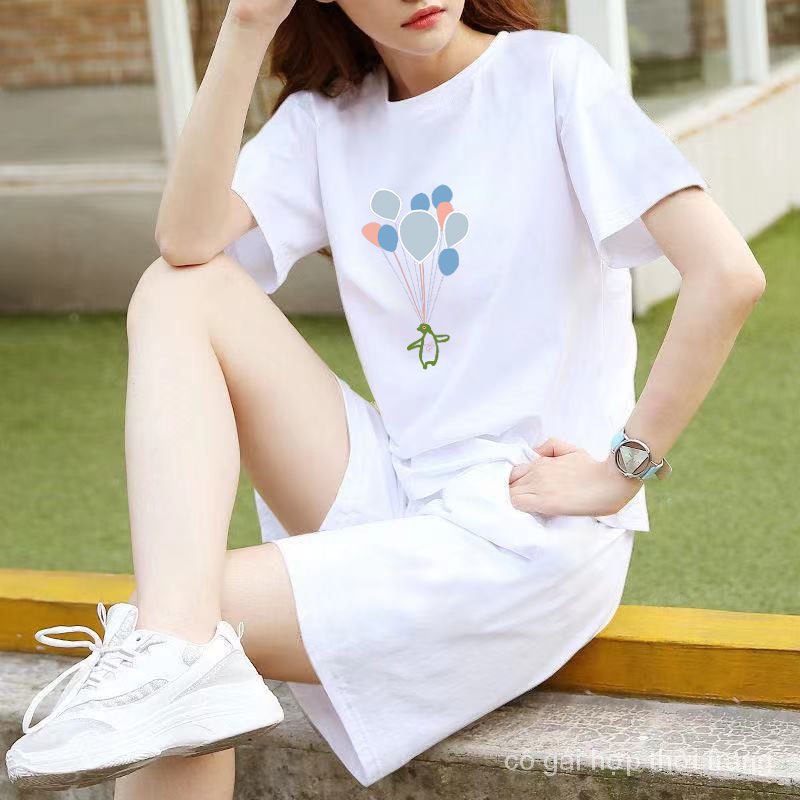 Bộ Áo Thun Tay Ngắn + Quần Short 100% Cotton Plus Size Thời Trang Mùa Hè 2023