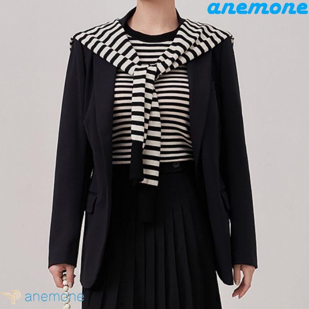 Cổ Áo Giả Họa Tiết Kẻ Sọc Phong Cách Hàn Quốc Dành Cho Nữ