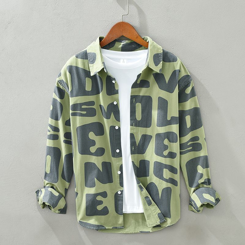 Áo Khoác Sơ Mi In Chữ Thời Trang Xu Hướng Nhật Bản