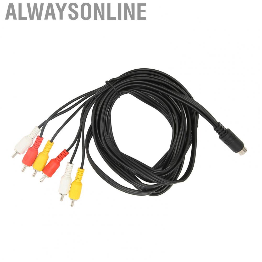 Alwaysonline Mini DIN to 6 RCA Cable 9 Pin Clear Signal Stable  Video Composite Wire for Digital Camcorder TV AV Receiver