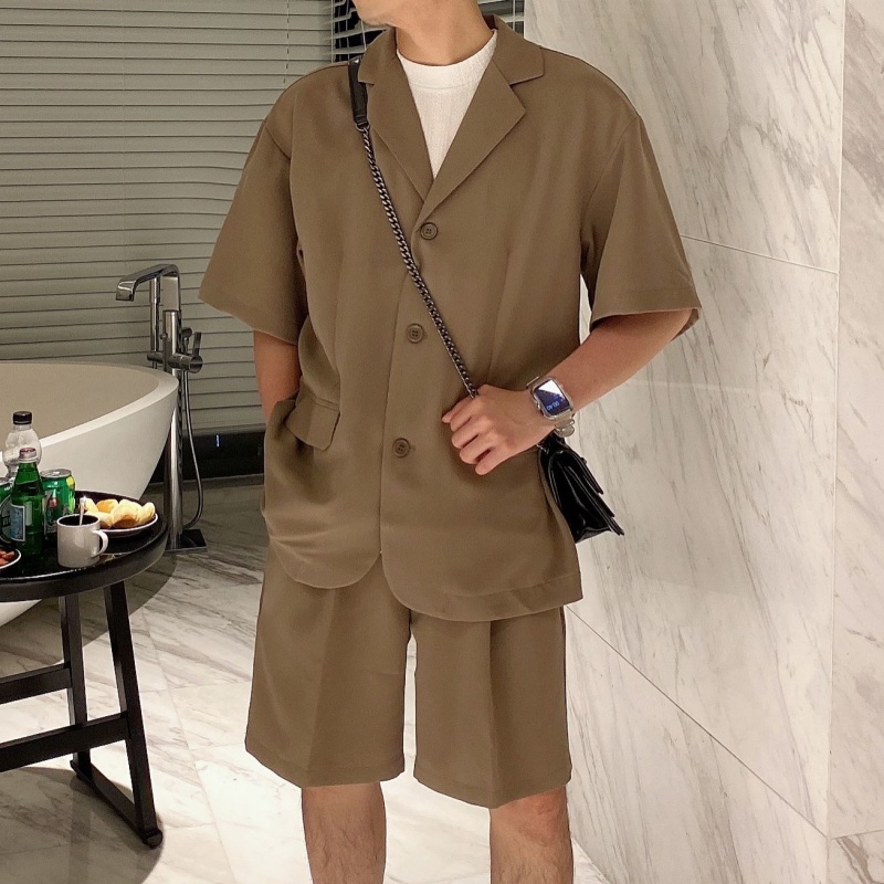 Bộ Quần Áo Ngắn Tay Phong Cách Retro Thời Trang Xuân Hè Cho Nam