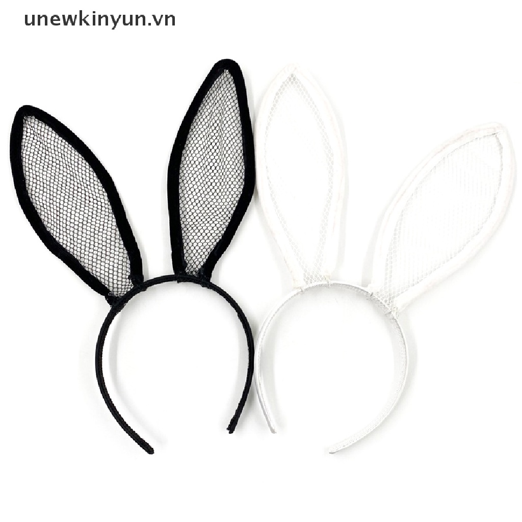 Băng Đô Cài Tóc Tai Thỏ Phối Ren Lưới Thời Trang Quyến Rũ Cho Nữ