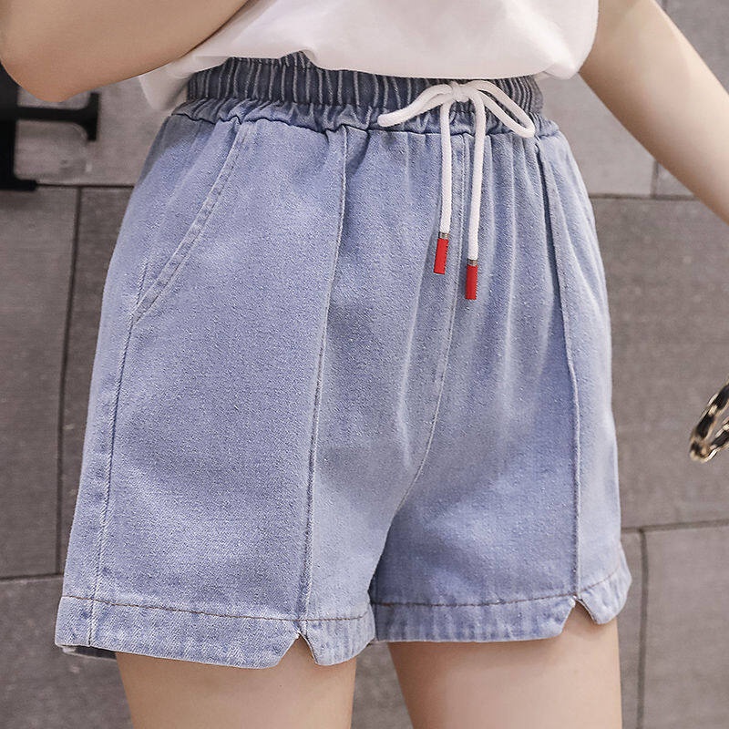 Quần Short Denim Lưng Cao Dáng Rộng Co Giãn Thời Trang Mùa Hè Cho Nữ Có Size Lớn