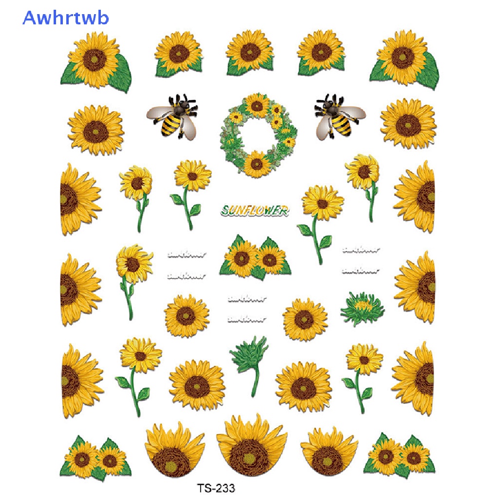 Miếng Dán Trang Trí Móng Tay Họa Tiết Hoa Hướng Dương Xinh Xắn Mới