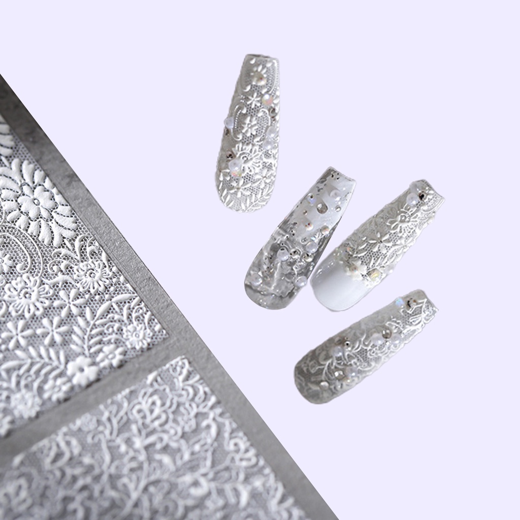 Nhãn Dán Móng Tay Lá Nhôm 5D Tự Dính Không Phai Màu Siêu Mỏng