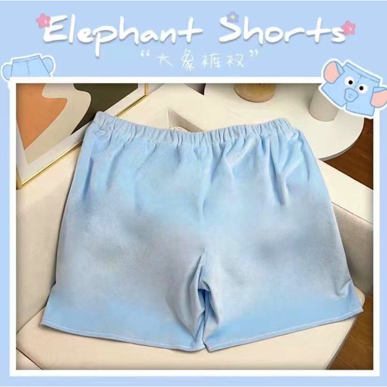 Quần Short Pijama Ba Chiều Hình Chú Voi Đỏ Phong Cách Bạn Trai Dễ Thương