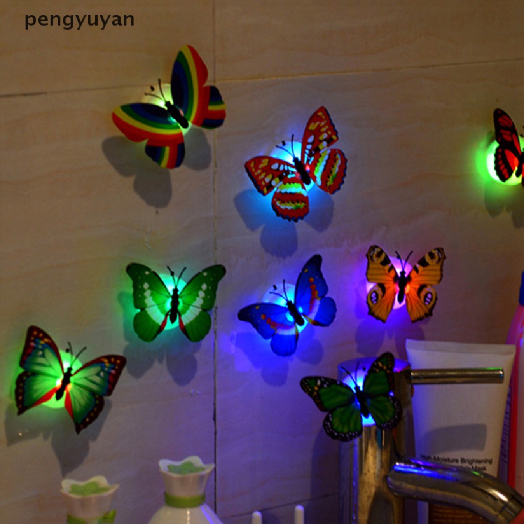 [pengyuyan] Đèn Ngủ LED Hình Bướm 3D Nhiều Màu Sắc Ngẫu Nhiên Trang Trí Nhà Cửa DIY