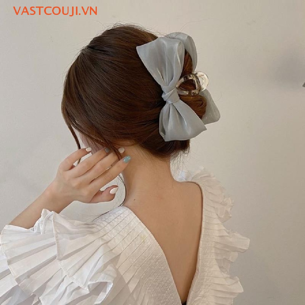 Kẹp Tóc Nơ Lưới Đính Ruy Băng Hình Cá Mập Thời Trang Hàn Quốc Cho Nữ