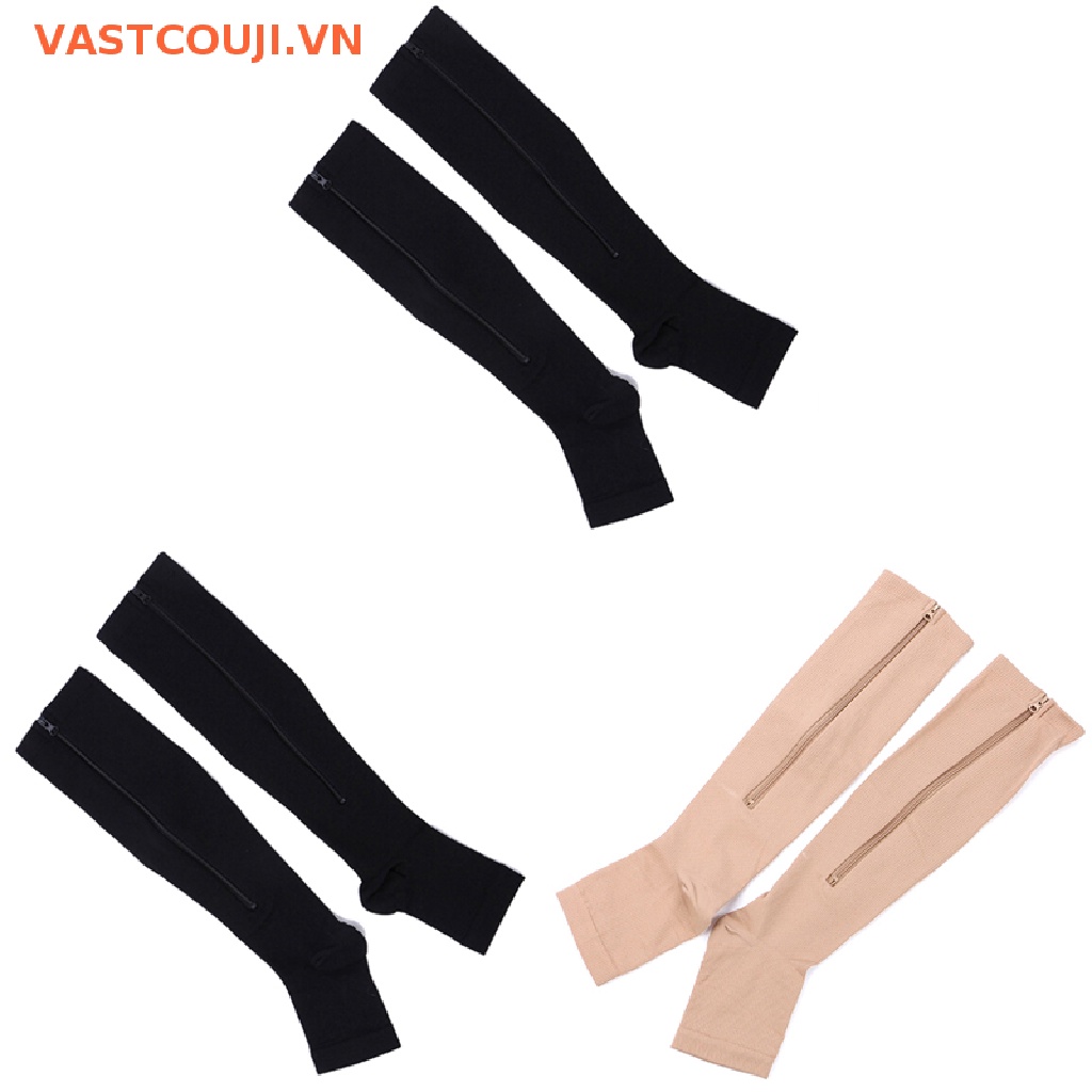 1 Đôi Tất Hở Ngón Có Khóa Kéo Giảm Đau Tiện Dụng