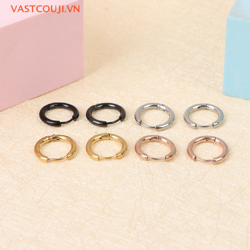 Set 5 Khuyên Tai Tròn Bằng Thép Không Gỉ Cho Nữ