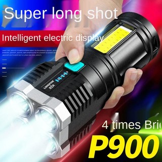 Quad-Core Bright LED Flashlight Strong Light Rechargeable Super Bright