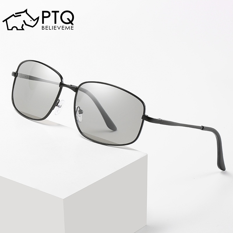 Kính Mát Phân Cực Mặt Vuông Gọng Kim Loại Phong Cách retro Cho Nam