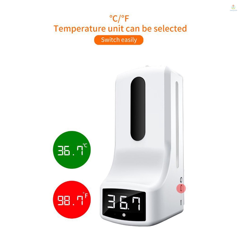 Bình Đựng Xà Phòng Rửa Tay 1000ML Tự Động Không Tiếp Xúc Có Nhiệt Kế Hồng Ngoại Đo Giọng Nói °Phụ Kiện Chuyên Dụng Dành Cho Xe Hơi°Công Tắc F Có Thể Chuyển Đổi Cho Nhà / Văn Phòng / Trường Học / Khách Sạn