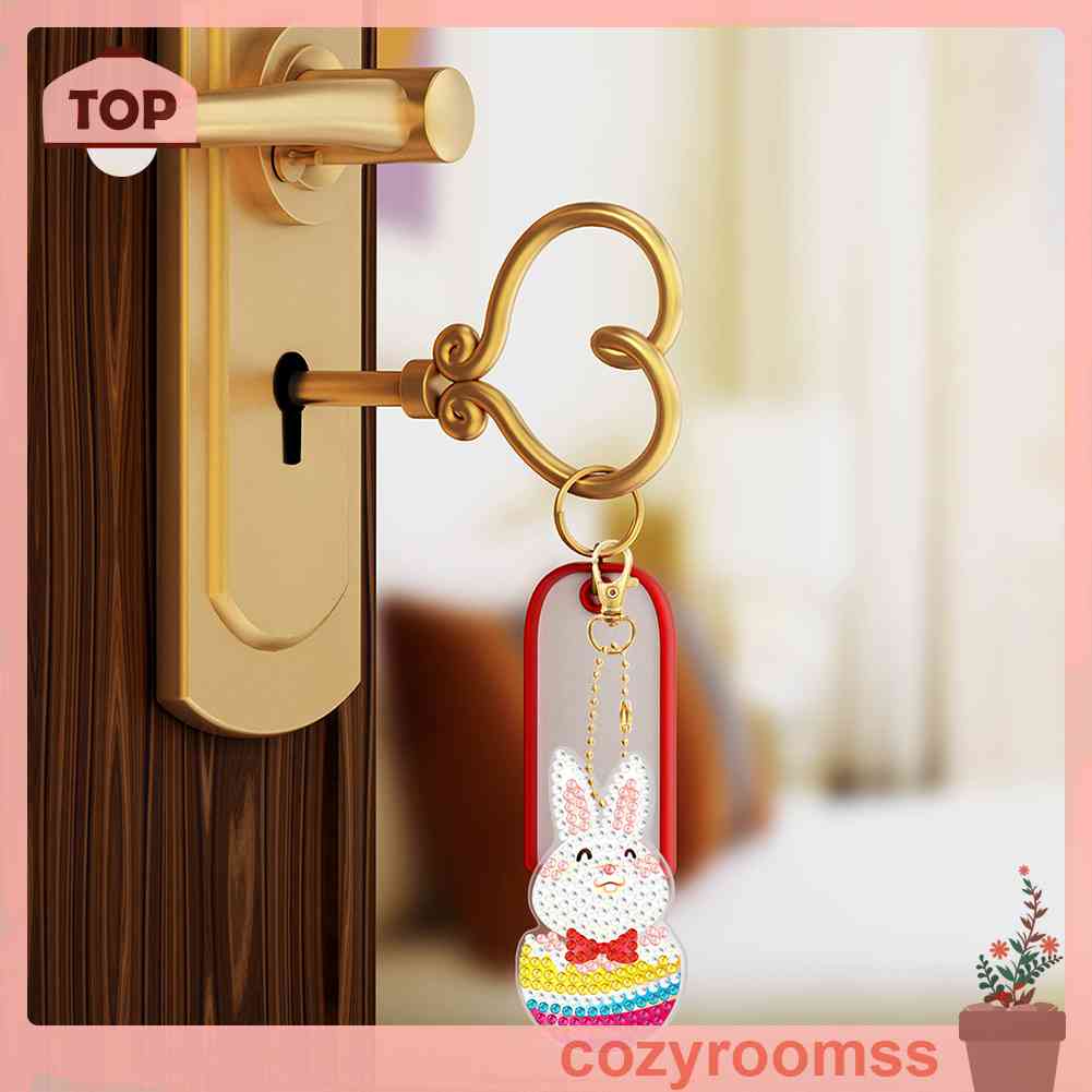 Bộ 5 Móc Khóa Đính Đá Tự Làm Toàn Diện Họa Tiết Phục Sinh Dễ Thương