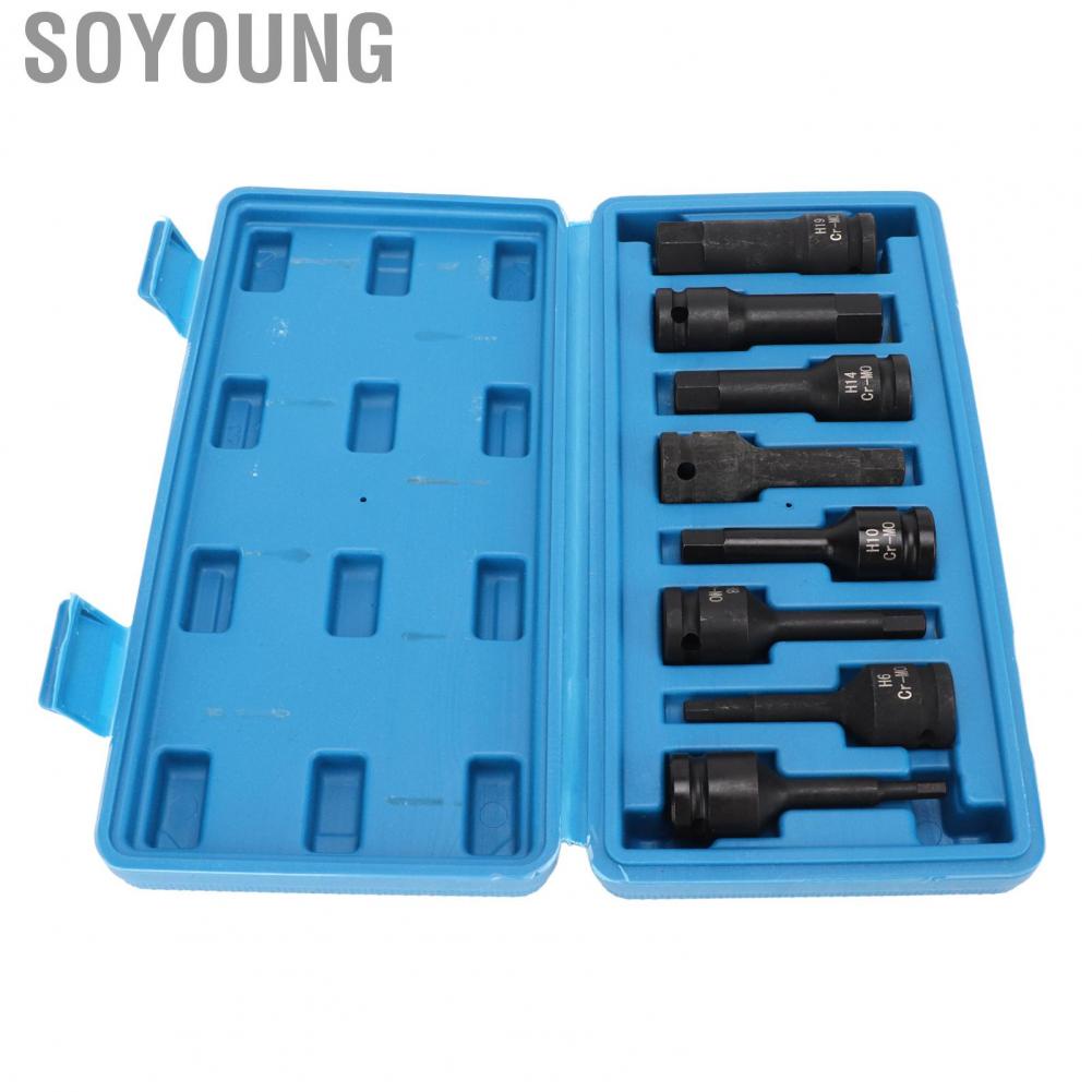 Soyoung Hex Bit Socket Kit Heat Treated High Torsion H5 To H19  Impact for Vehicle Lawn Equipment