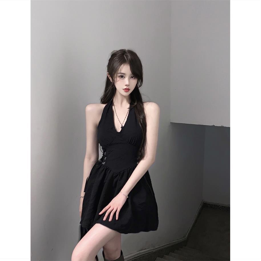 Đầm Hai Dây Dáng Chữ A Màu Đen Thời Trang Xuân Hè 2022 Phong Cách Pháp Quyến Rũ Cho Nữ