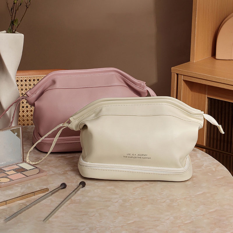 Túi Da JASMIN NOIR PU Hai Ngăn Đựng Đồ Trang Điểm Thiết Kế Dây Rút Tiện Dụng