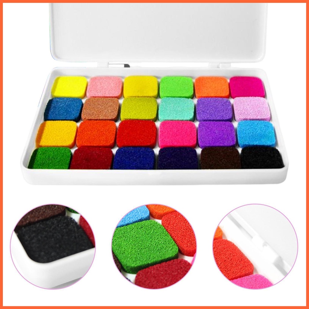 Đệm Mực In Dấu Vân Tay 12 / 24 Màu Có Thể Giặt Sạch Dành Cho Trẻ Em DIY