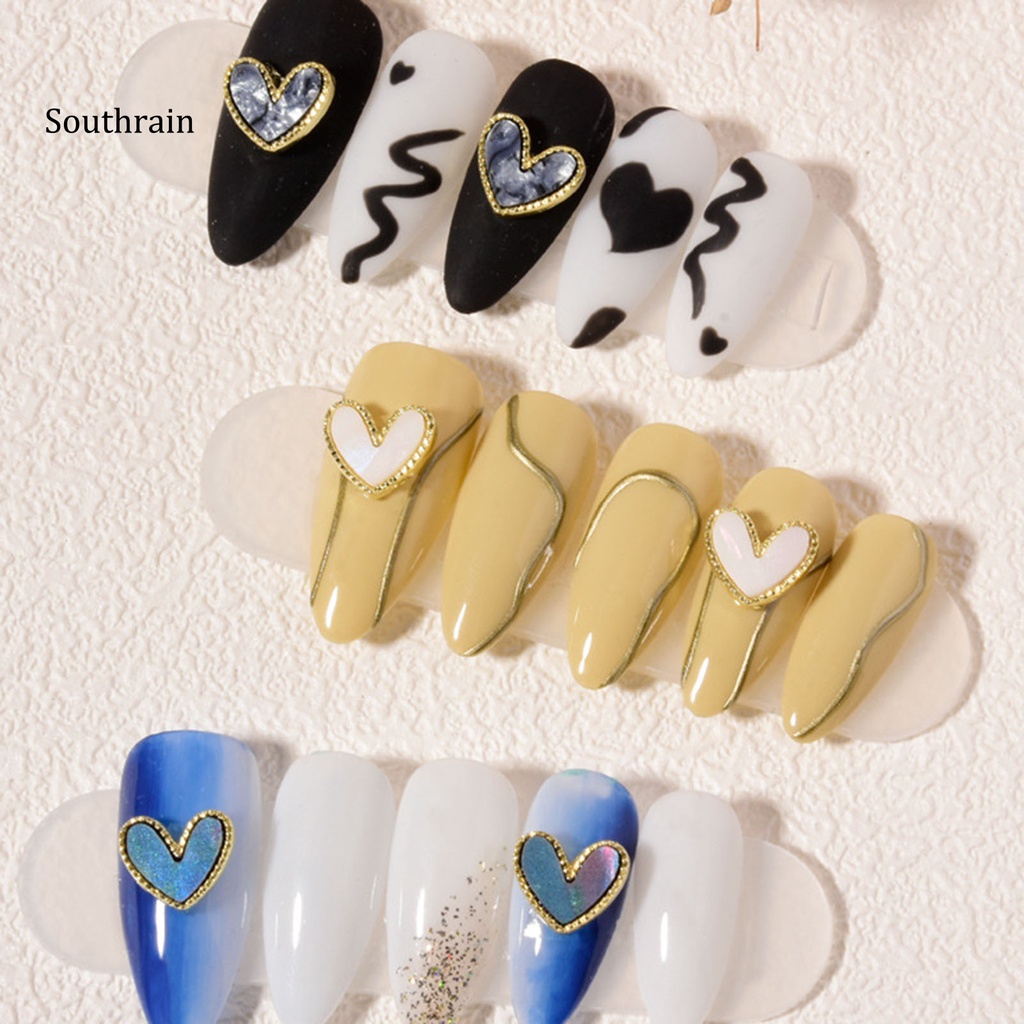 Set 10 Phụ Kiện Trang Trí Móng Tay Tạo Hiệu Ứng 3D Hình Trái Tim Sang Trọng