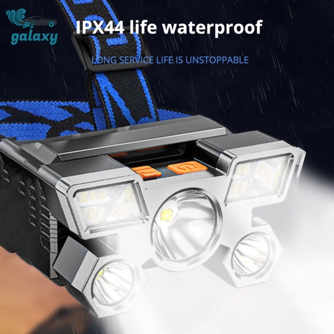 Galaxy Đèn Pin Đeo Trán 5 Bóng Led Sạc Cổng Usb Mang Đi Tiện Dụng