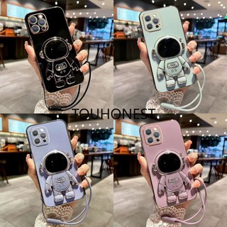 For Apple Ốp Điện Thoại iPhone 12 Pro Max Ốp Lưng iPhone 14 Pro Max Case iPhone 14 Plus Case iPhone 13 Mini Case Fashion Silicone Cute Cool Anime Astronaut Stand Phone Cover Cassing Case With Rope TG