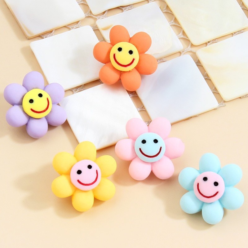 (Mua 2 Tặng 1) Phụ Kiện Nút Trang Trí Áo Khoác cardigan Hình Mặt Cười Hoa Nhiều Màu Sắc Dễ Thương Cho Bé