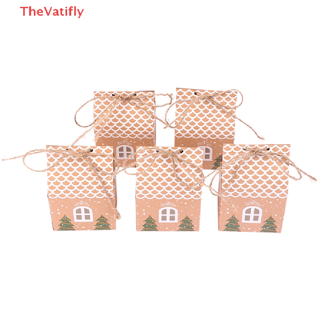 Bộ 5 Hộp Đựng Kẹo Hình Ngôi Nhà Giáng Sinh DIY