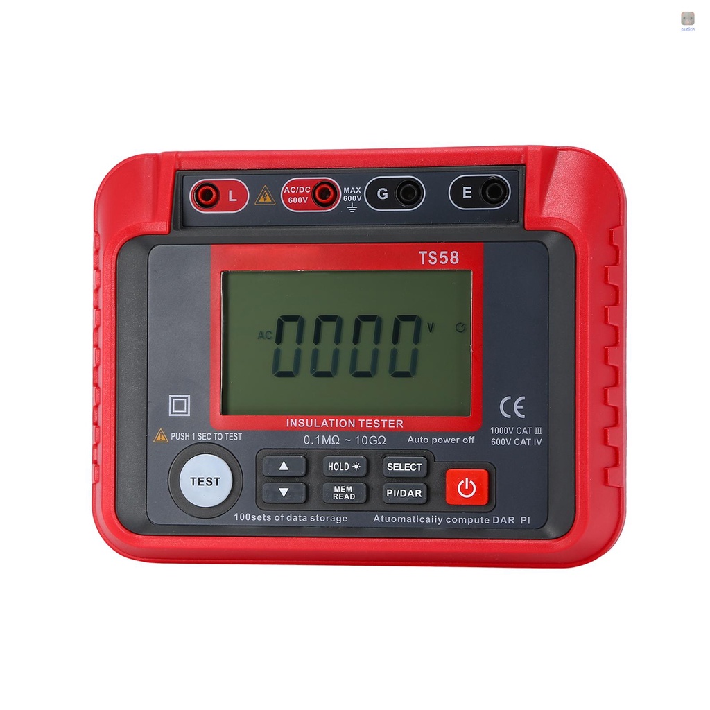Đồng Hồ Đo Điện Trở Cách Nhiệt Kỹ Thuật Số TS58 0.1M - 10G AC DC 10-600V Maximum 2000 Counts DAR PI Có Khóa Kéo