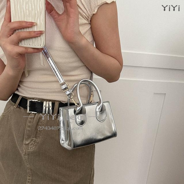 ✨Giảm Giá Hot Sale!✨Túi Da Đeo Chéo Mini Hình Vuông Màu Vàng / Bạc Phong Cách Hàn Quốc Độc Đáo Thời Trang Cho Nữ