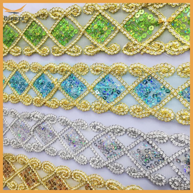 Cuộn Dây Ruy Băng Đính Sequin Hai Màu Dùng Trang Trí Rèm Cửa