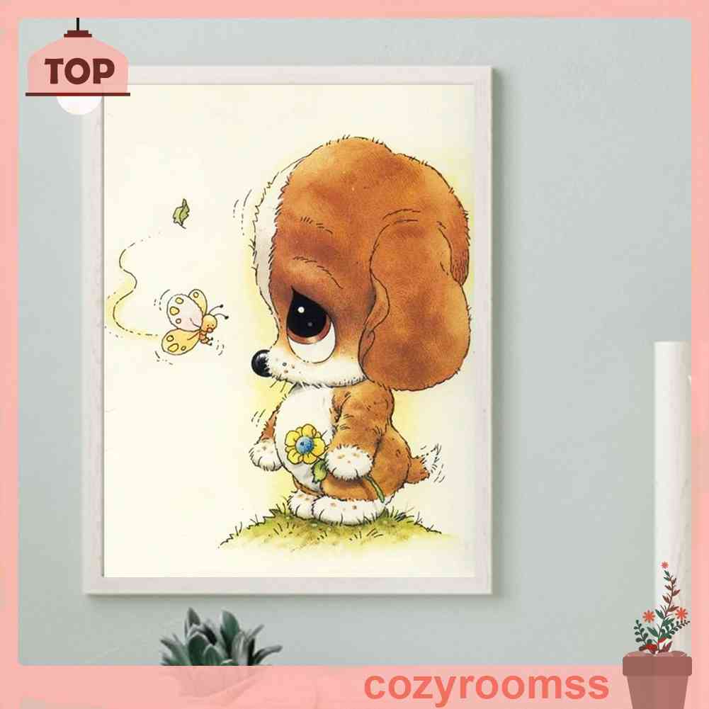Tranh Đính Đá Kim Cương Toàn Bộ 5D DIY Hình Vẽ Chó Trang Trí Nhà Cửa