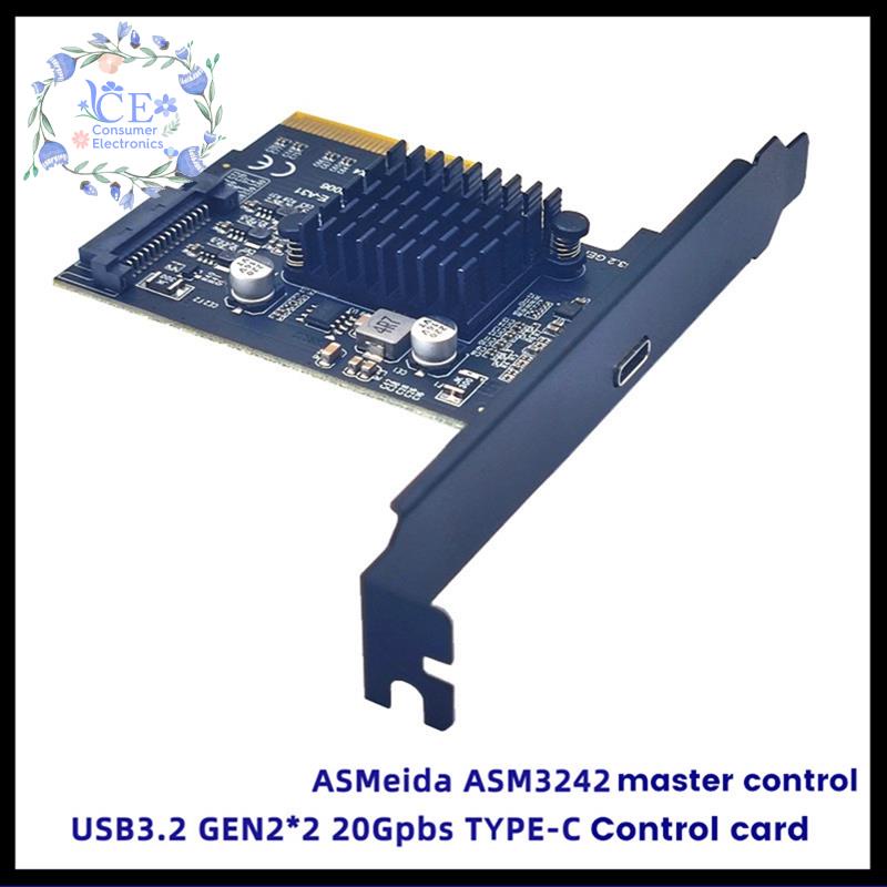 1 Thẻ Mở Rộng USB3.2 GEN2X2 20Gbps PCI-E 4X Chuyển Đổi TYPE-C Assm3242 WIN10 / WIN11 Đen